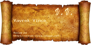 Vavrek Vince névjegykártya